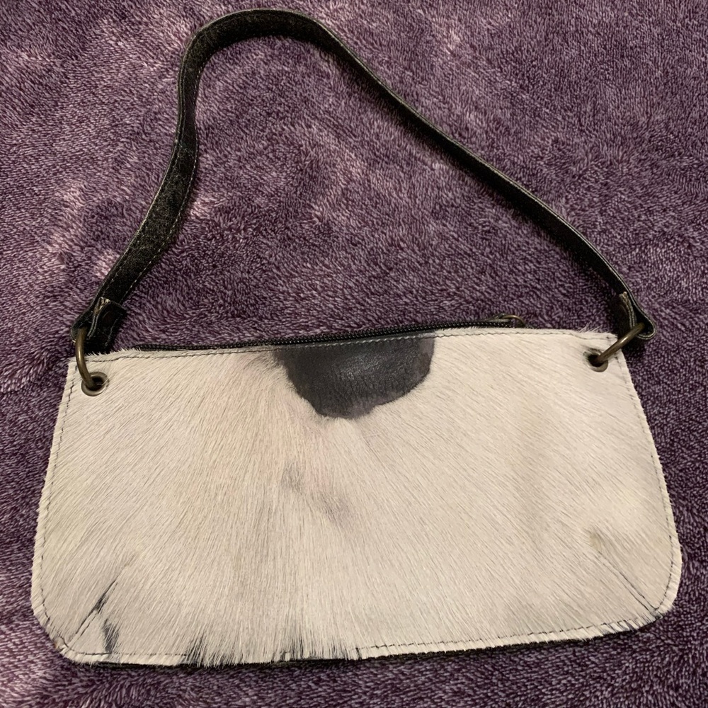 Fina Firenze vintage leather and calf hair shoulder bag